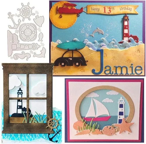 Miniatura 4 de Troqueles de corte de navegación de vaquero para plantillas de metal, herramienta de grabado en relieve, troqueles para hacer tarjetas, álbumes