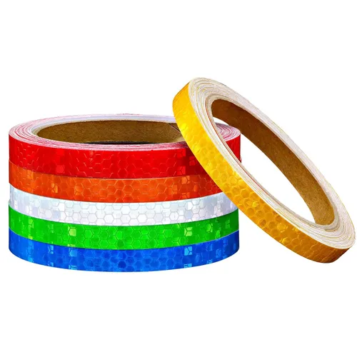 Zonon Cintas adhesivas, 6 rollos de cintas reflectantes, 6 colores, calcomanía de seguridad nocturna, plateado, azul, rojo, amarillo, naranja, verde