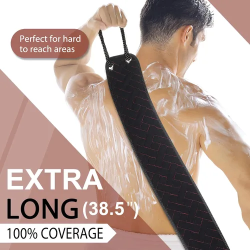 Miniatura 3 de Exfoliante de Espalda con Asas Mejoradas, Exfoliador Corporal de Baño de Doble Cara de 38.5 Pulgadas, Paño Exfoliante para Usar en la Ducha, Lavador