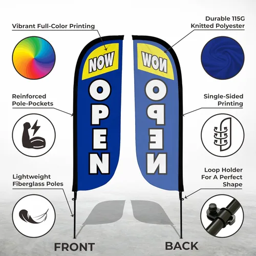 Miniatura 2 de LookOurWay Kit de asta de bandera de plumas, pancarta publicitaria de 7 pies de alto con juego de poste de fibra de vidrio y pico de tierra