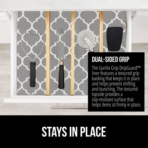 Miniatura 4 de GORILLA GRIP DripGuard - Forro para estantes, protector no adhesivo para cajones y gabinetes de cocina, de plástico con superficie lisa sin BPA