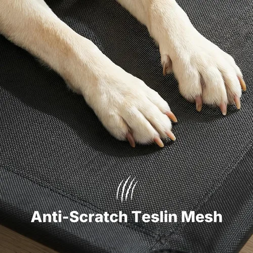 Miniatura 5 de Veehoo Cama para perros al aire libre, camas elevadas para perros grandes, cama elevada para perros con reposacabezas, cuna refrescante lavable