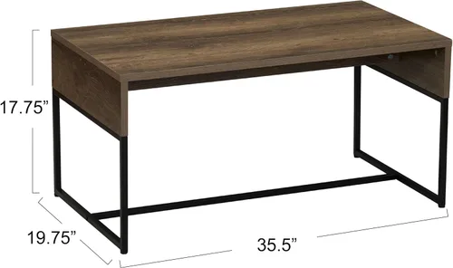 Miniatura 3 de Household Essentials Mesa de centro de grano Ashwood con base de hierro negro