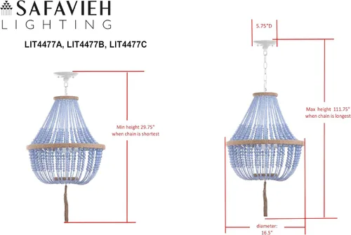 Miniatura 3 de Safavieh Collection Lush Kristi - Colgante con 3 luces (16.5 in)