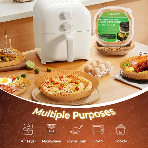 Miniatura 4 de Forros desechables para freidora de aire, 150 unidades cuadradas de 8 pulgadas [material de grado alimenticio] forros de papel pergamino sin