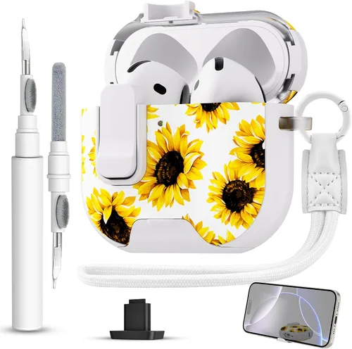Miniatura 26 de Funda para AirPods Pro 3 con cerradura, textura de piel TPU duradera, antipérdida y a prueba de golpes, accesorios con kit de limpieza en llavero