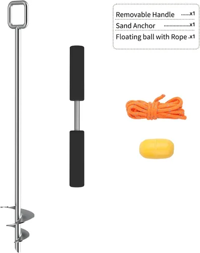 Miniatura 7 de Anclaje de arena para barco, anclajes de arena PWC de acero inoxidable 316 de 17 pulgadas/34 pulgadas/46 pulgadas, ideales para pontón, kayak jet