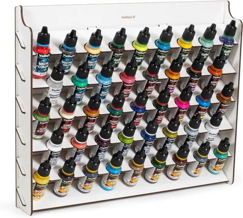 Vallejo - Expositor de Pintura Montado en Pared para la Organización de Pinturas Acrílicas para Modelos a Escala y Miniaturas | Contiene 43 Botellas