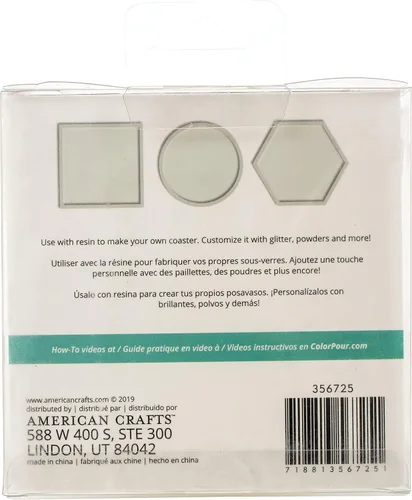 Miniatura 6 de AMERICAN CRAFTS Molde de color para verter 3 piezas, posavasos - círculo, cuadrado y hexagonal