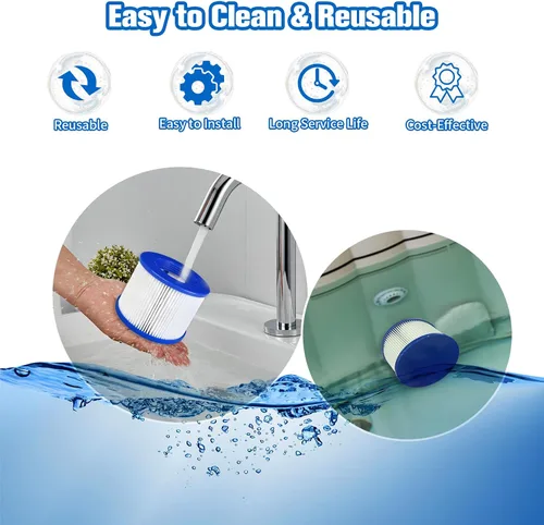 Miniatura 4 de Cartuchos de filtro atornillables para bañera de hidromasaje de repuesto para todos los RELXTIME, ALEKO, Wejoy, Aquaspa Spa, filtro inteligente de 6