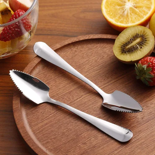 Miniatura 3 de Cucharas de pomelo y cuchillo de toronja, juego de 7 cucharas de postre de acero inoxidable de grado alimenticio, cuchillo de fruta con acabado