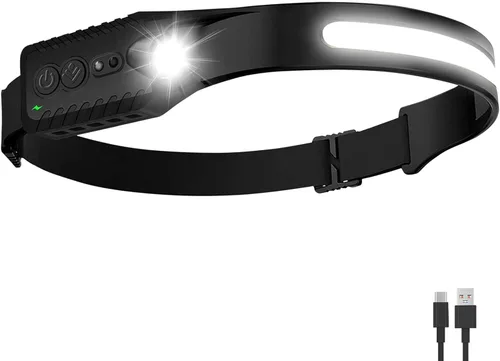 Miniatura 14 de Nessciera Linterna LED recargable (Azul), 400 lúmenes, haz ancho de 230°, USB-C, IPX4, 5 modos — Banda ajustable ligera; clips para casco
