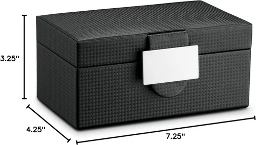Miniatura 6 de Funda para reloj de viaje, caja de 3 ranuras para relojes de hombre, soporte para reloj de hombre con hebilla de metal, diseño de fibra de carbono