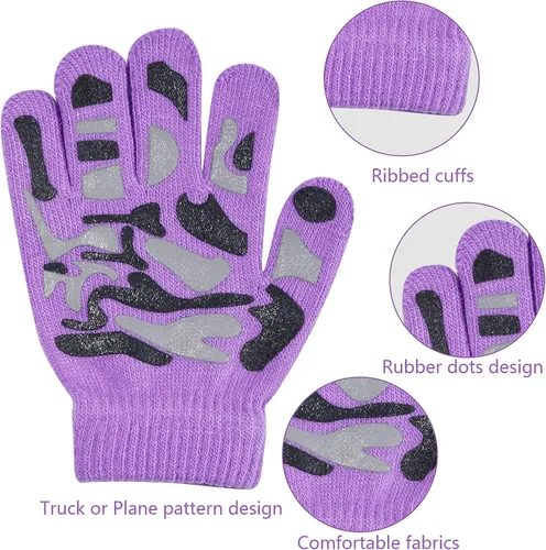 Miniatura 30 de Hicdaw 6 pares de guantes de invierno para niños, guantes de punto elásticos y cálidos para niños o niñas