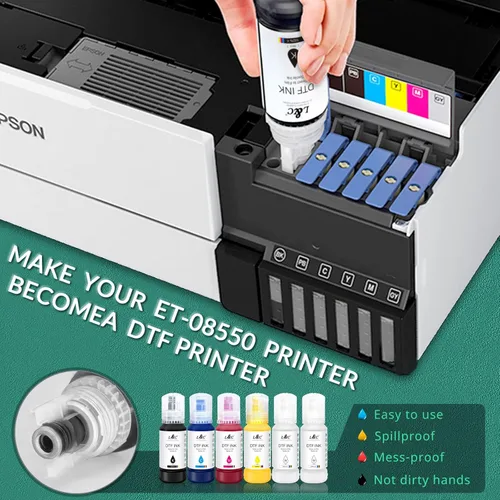 Miniatura 2 de L&C Tinta DTF de llenado automático de 20.3 fl oz DTF tinta de transferencia para Epson ET-8550 ET-8500 D570 R1390 Impresoras DTF Impresión