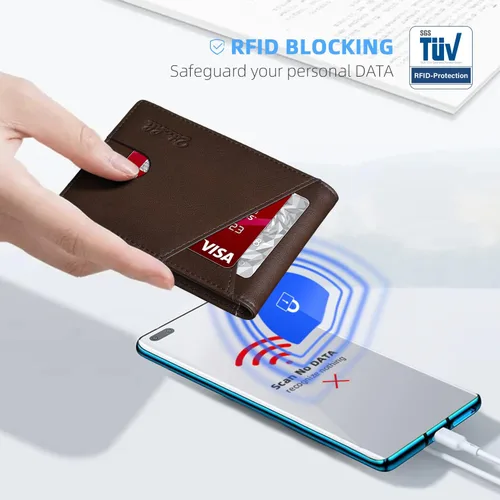 Miniatura 112 de Zitahli - Billeteras delgadas RFID para hombres, billetera de cuero flexible con clip de dinero, cartera minimalista con bolsillo frontal