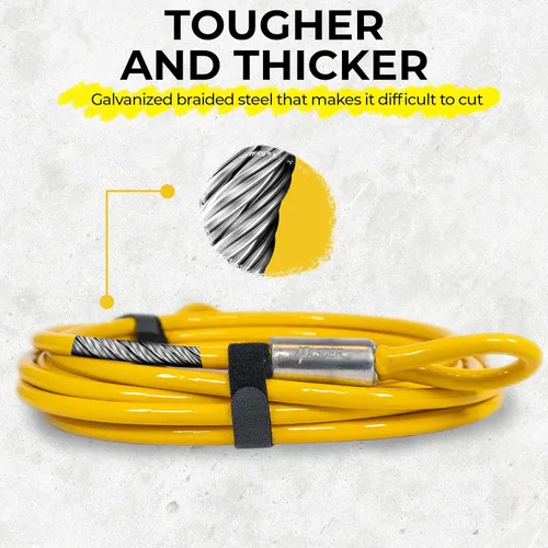 Miniatura 3 de Vascer Cable de seguridad antirrobo de acero galvanizado trenzado de alta resistencia comercial con extremos en bucle.