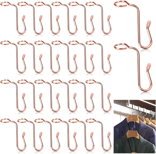 Sankoly 50 ganchos de metal para colgar ropa, ganchos estables para diferentes perchas de ropa, 0.343 in de diámetro de agujero, oro rosa