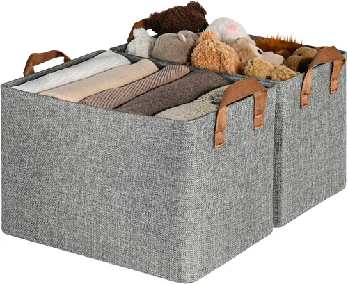 Miniatura 17 de GRANNY SAYS Storage Bins for Closet, Linen Closet Organizers and Storage Baskets with Metal Frame, Shelf Storage Bins for Organizing Bedroom Gris