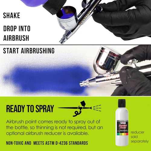 Miniatura 3 de U.S. Art Supply Pintura acrílica transparente Chartruesse para aerógrafo, 8 onzas, lista para rociar, pintura con pincel de aire para uñas, modelos