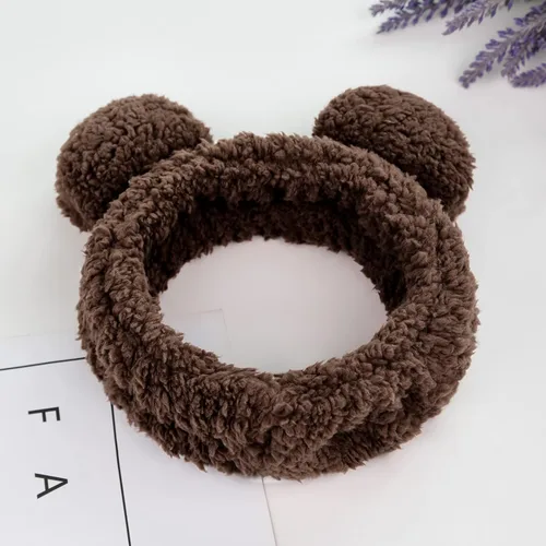 Miniatura 3 de Huachi Diademas de orejas de oso para mujer, para lavado de cara, spa, maquillaje, bandas para el cabello, elásticas coreanas, esponjosas