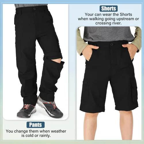 Miniatura 4 de Pantalones cargo para niños, estilo casual, secado rápido, impermeables, para senderismo, escalada, convertibles