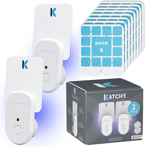 Miniatura 13 de Katchy Trampa para insectos enchufable para interiores, atrapa moscas para mosquitos, jejenes, moscas de la fruta y polilla pequeña, luz azul, sin