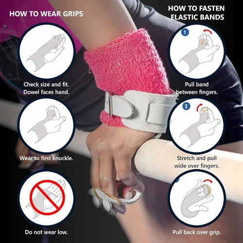 Miniatura 2 de US Glove Agarres de gimnasia desiguales para mujer con gancho y bucle, agarres para dominadas, guantes de gimnasia, agarres de levantamiento