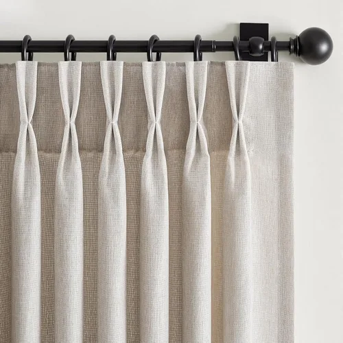 Miniatura 12 de 2 paneles de cortinas plisadas de lino beige de 84 pulgadas de largo, para dormitorio y sala de estar, cortina plisada con ganchos y pestaña trasera