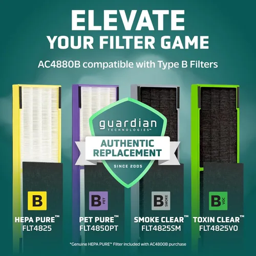 Miniatura 7 de GermGuardian Purificador de aire HEPA para el hogar, habitaciones grandes de hasta 743 pies cuadrados con filtro de aire HEPA PURE, monitor