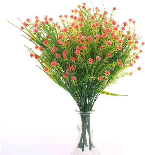 Miniatura 9 de JAKY-Global Flores artificiales Gypsophila Babysbreath - Ramo de plantas de agua falsas, 6 paquetes de plantas falsas, ramo de brida de boda, Mezcla