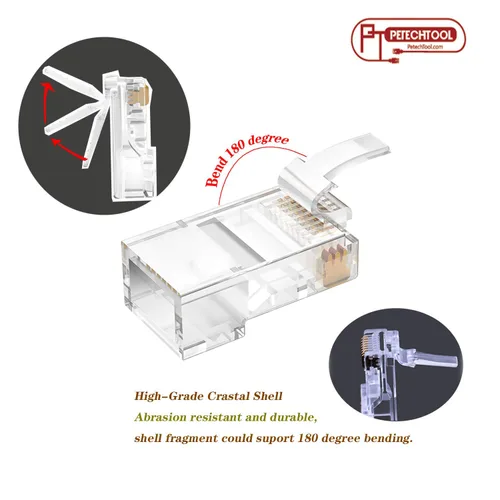 Miniatura 4 de Conector RJ45 CAT6 Paso de extremo a través de extremos Ethernet Cat6 Enchufe modular 8P8C para cable Ethernet UTP sólido o trenzado