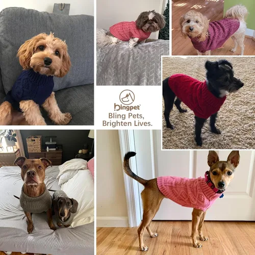 Miniatura 4 de BINGPET Suéter de Punto Térmico para Perros Pequeños, Medianos y Grandes, Abrigo de Invierno para Perros y Gatos, Conjuntos de Sudaderas Cálidas
