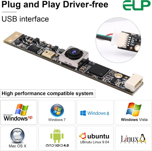 Miniatura 7 de ELP Cámara USB de enfoque automático de 16 MP con micrófono - Mini cámara UVC USB2.0 Lightburn - Lente sin distorsión de 68 grados