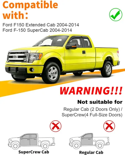 Miniatura 5 de Extra-Thick Window Rain Guard for 2004-2014 Ford F150 Extended Cab/SuperCab Rain Guards Tape-on Side Truck Window Visors Low Profile Vent Visor