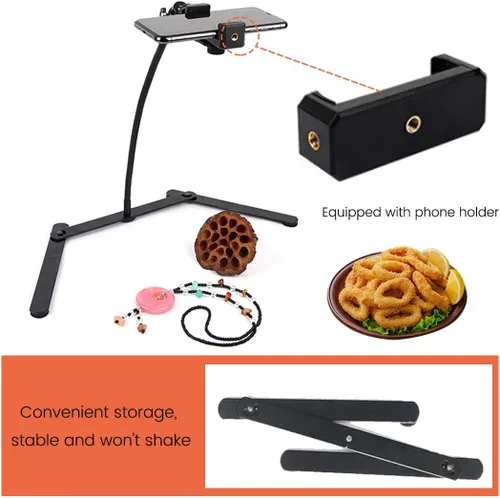 Miniatura 5 de Trípode ajustable con soporte para teléfono celular, soporte para teléfono superior, soporte en línea para enseñanza en línea para transmisión