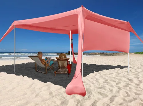 Miniatura 8 de Beach Canopy Tent Shade with Sidewalls 10x10FT, 6.6FT Tall, UPF50+ Sun Shelter, Windproof & Water Resistant, Includes Guylines Sand Shovel Stability