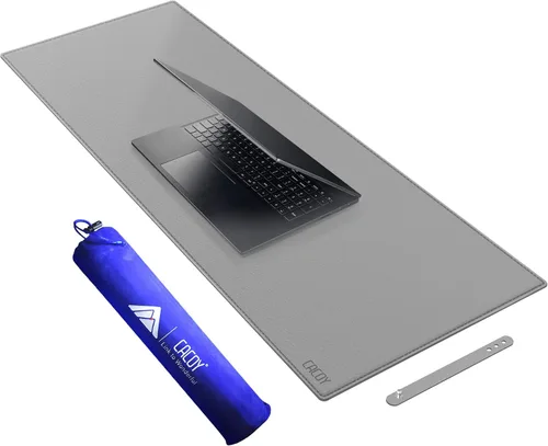 Miniatura 22 de Cacoy Tapete de escritorio de cuero, 70.8 x 24 pulgadas, tamaño mega, extendido, tapete de escritorio profesional para escritorio completo, Negro