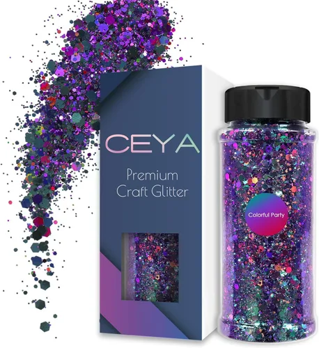 Miniatura 15 de Ceya Chameleon Brillantina Gruesa, 3.5 onzas/100g, Polvo de Brillantina Artesanal Color Crepúsculo que Cambia de Color, Escamas y Lentejuelas