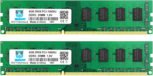 Motoeagle Kit de 8 GB (2 x 4 GB) 2RX8 PC3-10600U DDR3 1333 MHz DIMM RAM 4 GB DDR3 10600 PC3 1333 UDIMM CL9 1.5V 240-Pin Memoria de escritorio DDR3