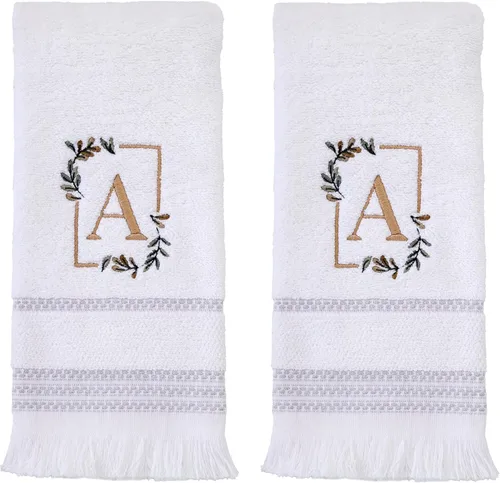 Miniatura 38 de SKL Home Toalla de baño casual con monograma, S, 28 x 54 pulgadas, color blanco