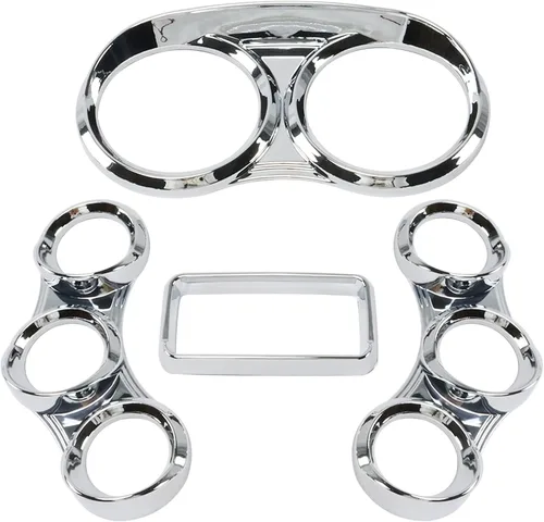 Miniatura 3 de LOSTAR Kit de cubierta de calibre central, cubiertas de medidor de salpicadero de instrumentos con visera cromada compatible con Peterbilt 379 384