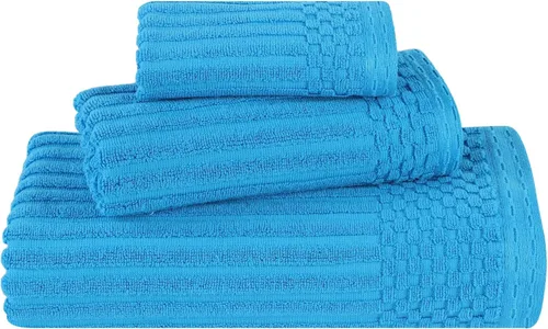 Miniatura 161 de Superior Juego de 6 toallas de algodón sólido y acanalado, toallas de cara de 13 x 13 pulgadas, toallas de mano de 16 x 28 pulgadas, toallas de baño