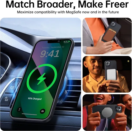 Miniatura 2 de Funda magnética para iPhone 13 y iPhone 14 con MagSafe [Protección de grado militar de 10 pies] Funda de silicona con borde traslúcido mate delgado