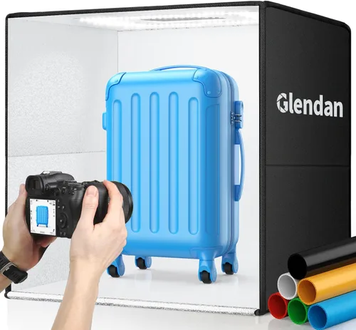 Miniatura 17 de Glendan Caja de luz fotográfica de 32 x 32 pulgadas, caja de luz grande para fotos con 3 paneles de luz, 792 perlas LED, CRI >95, kit de carpa