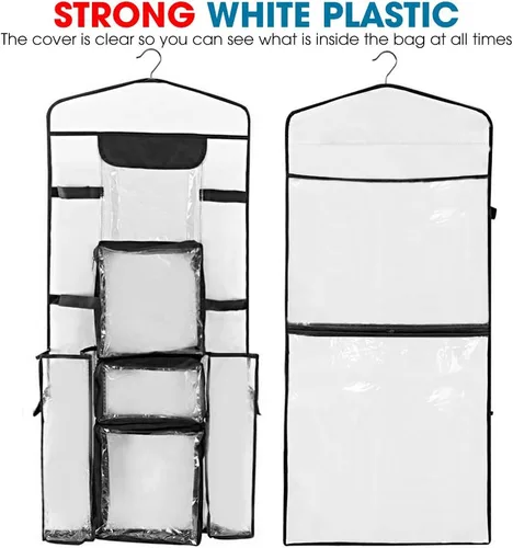 Miniatura 2 de ProPik Organizador Colgante de Papel de Regalo de Doble Cara, Almacenamiento de Papel de Regalo con Múltiples Bolsillos Delanteros y Traseros