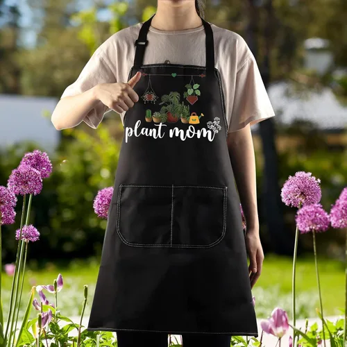 Miniatura 3 de WZMPA Plant Mom - Delantal de jardinería con bolsillos, regalo para amantes de las plantas, delantal ajustable para jardinero, florista, abuela, mamá