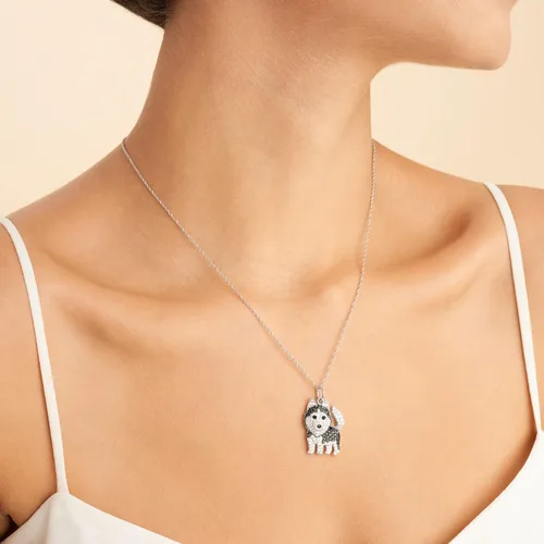 Miniatura 2 de SCAMPER & CO Collar con colgante de raza de perro para mujeres y niñas, dije de cachorro de piedra preciosa auténtica y circonita cúbica, regalo