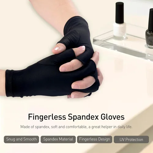 Miniatura 2 de Guantes UV para manicura de gel, UPF50+, guantes de luz UV sin dedos, para uñas de gel, guantes de manicura, guantes de protección UV para mujeres