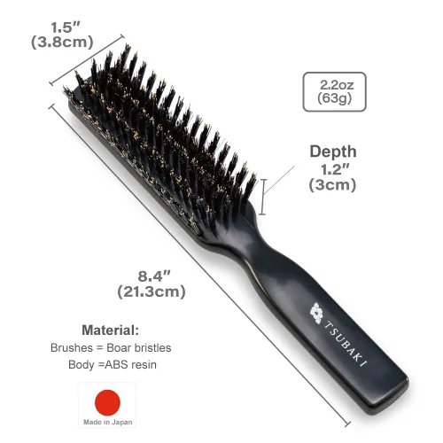 Miniatura 5 de Generic Cepillo de pelo de cerdas de jabalí natural [fabricado en Japón] con aceite de camelia, cerdas suaves [cepillo para el cabello], calidad